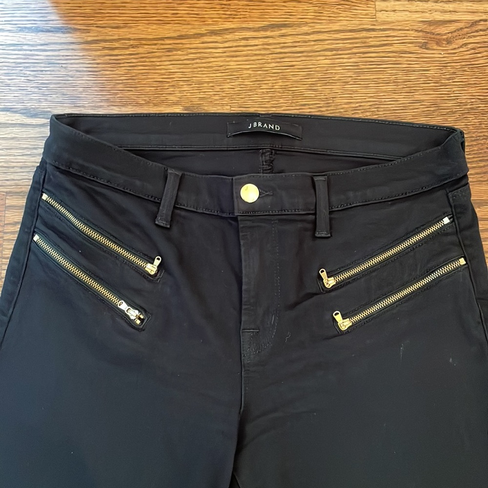 J Brand Jeans Carina Moto Gold Double Zipper Seriously Black size 30 - Picture 2 of 7